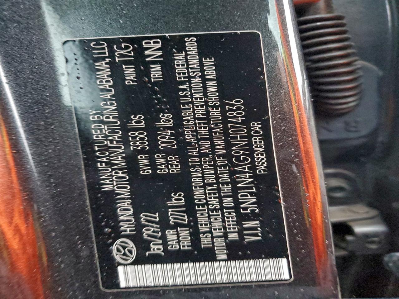 2022 Hyundai Elantra Sel VIN: 5NPLN4AG9NH074836 Lot: 94568715