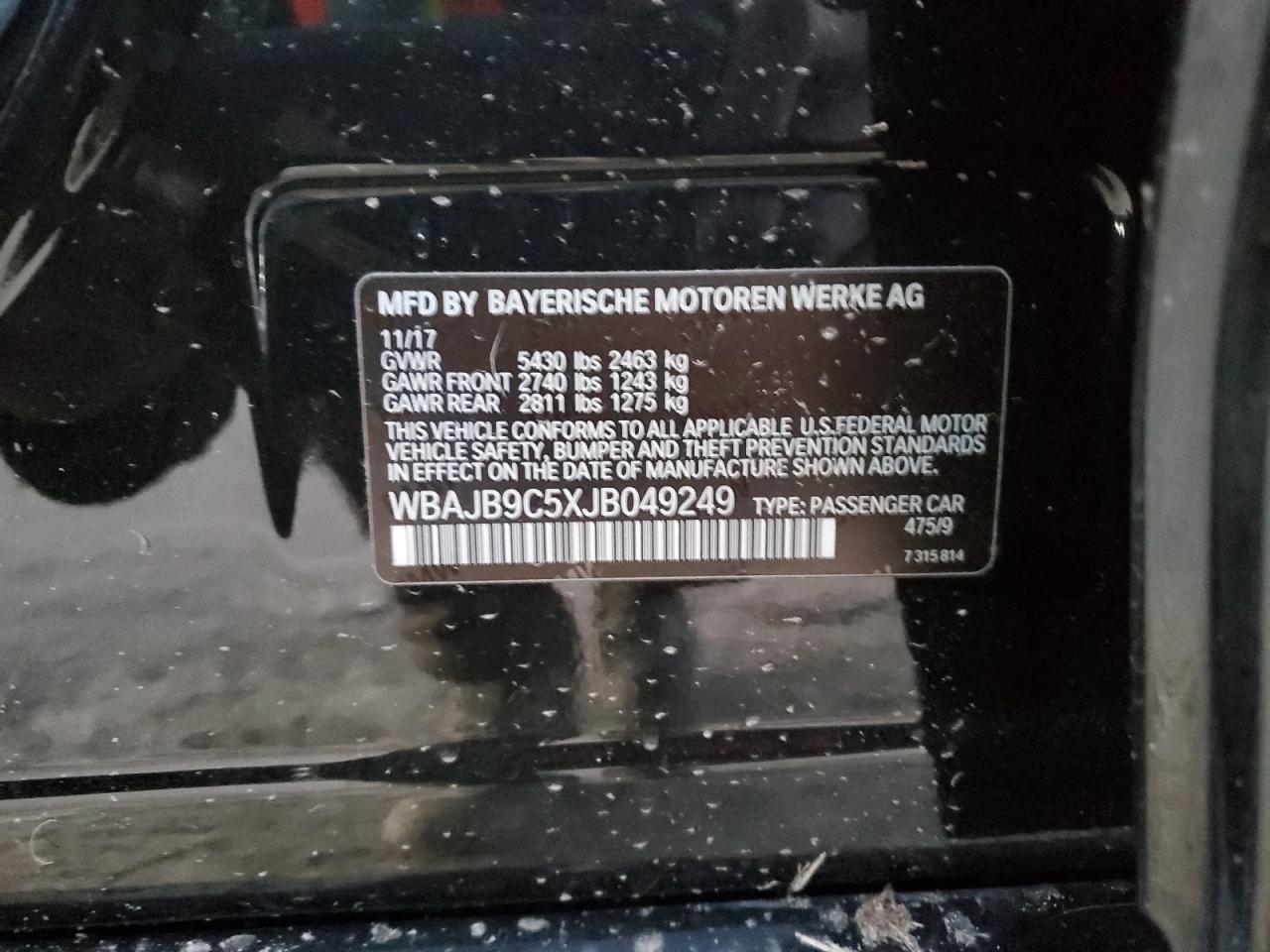 2018 BMW M550Xi VIN: WBAJB9C5XJB049249 Lot: 92912695