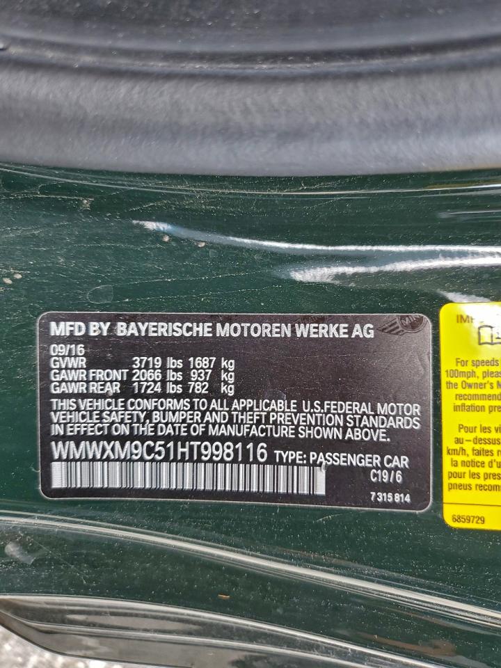2017 Mini Cooper John Cooper Works VIN: WMWXM9C51HT998116 Lot: 94190655