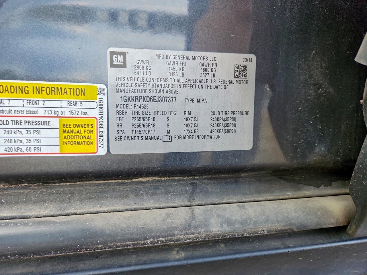 2014 GMC Acadia Sle VIN: 1GKKRPKD6EJ307377 Lot: 93462565