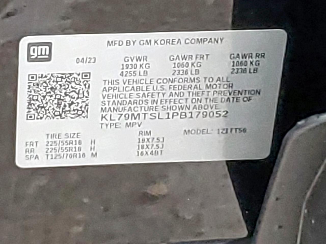 2023 Chevrolet Trailblazer Rs VIN: KL79MTSL1PB179052 Lot: 93647585