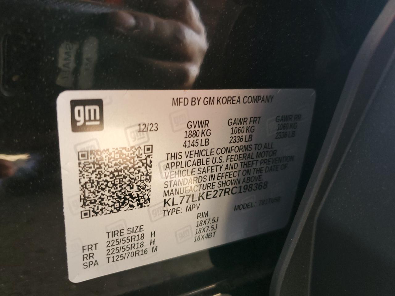 2024 Chevrolet Trax Activ VIN: KL77LKE27RC198368 Lot: 91052915