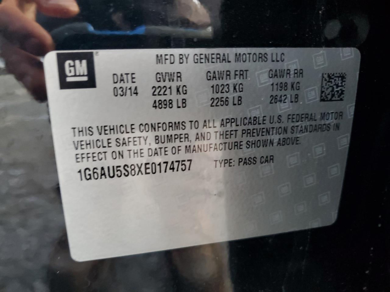 2014 Cadillac Cts Vsport VIN: 1G6AU5S8XE0174757 Lot: 93231245