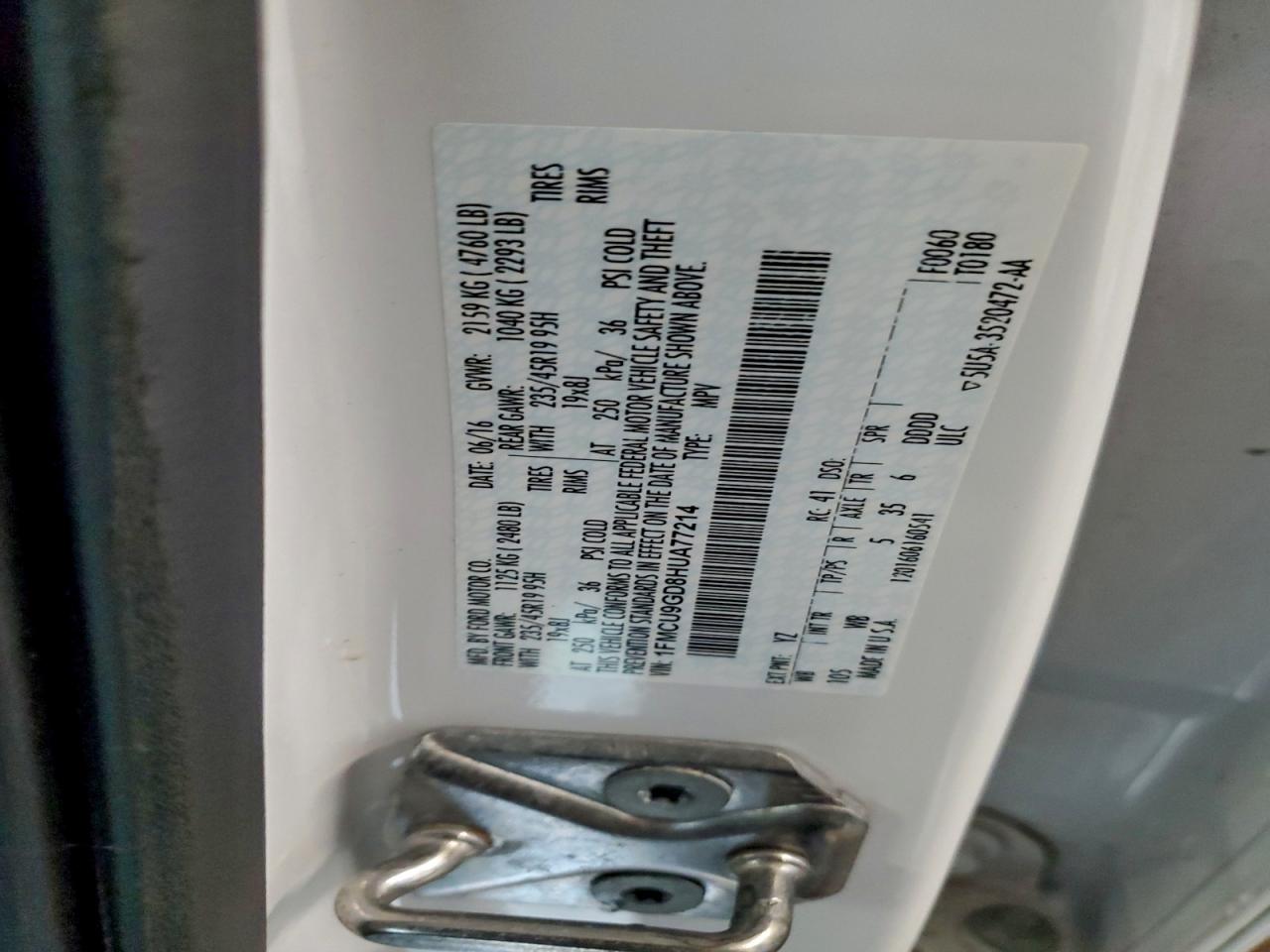 2017 Ford Escape Se VIN: 1FMCU9GD8HUA77214 Lot: 93620905