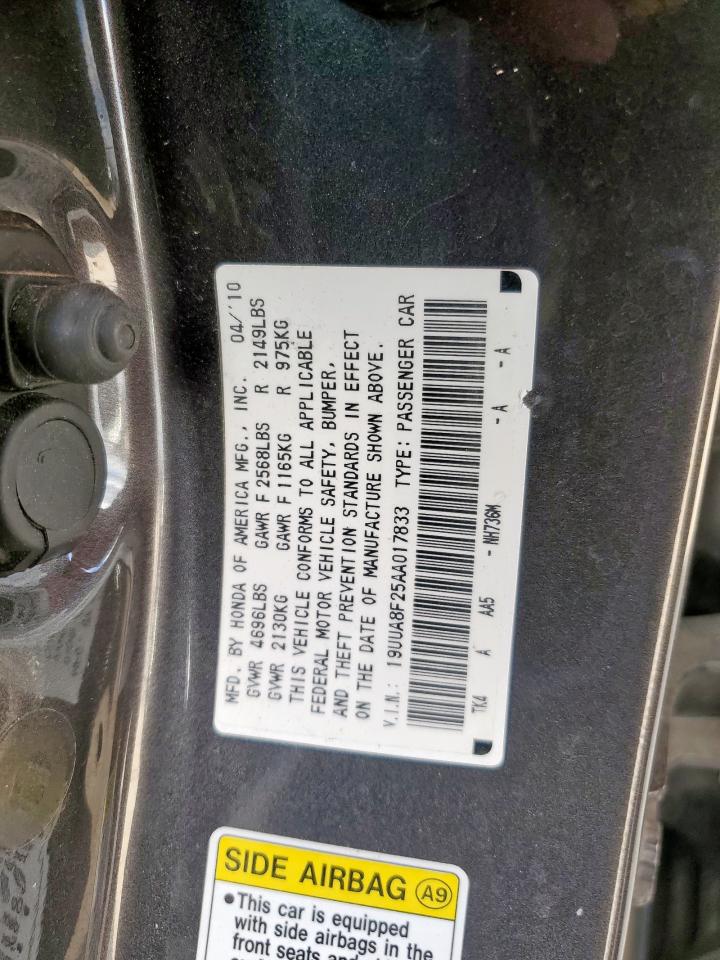 2010 Acura Tl VIN: 19UUA8F25AA017833 Lot: 93141645