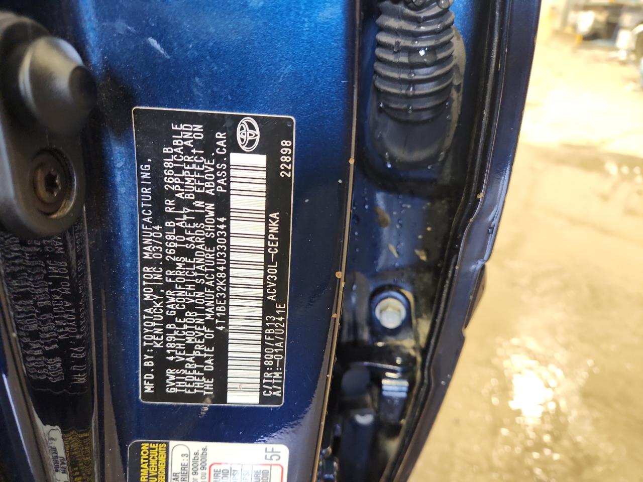 2004 Toyota Camry Le VIN: 4T1BE32K84U330344 Lot: 93114995