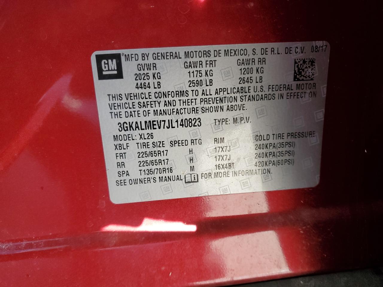 2018 GMC Terrain Sle VIN: 3GKALMEV7JL140823 Lot: 91981455