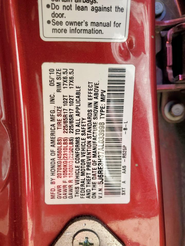 2010 Honda Cr-V Lx VIN: 5J6RE3H37AL033998 Lot: 91223225