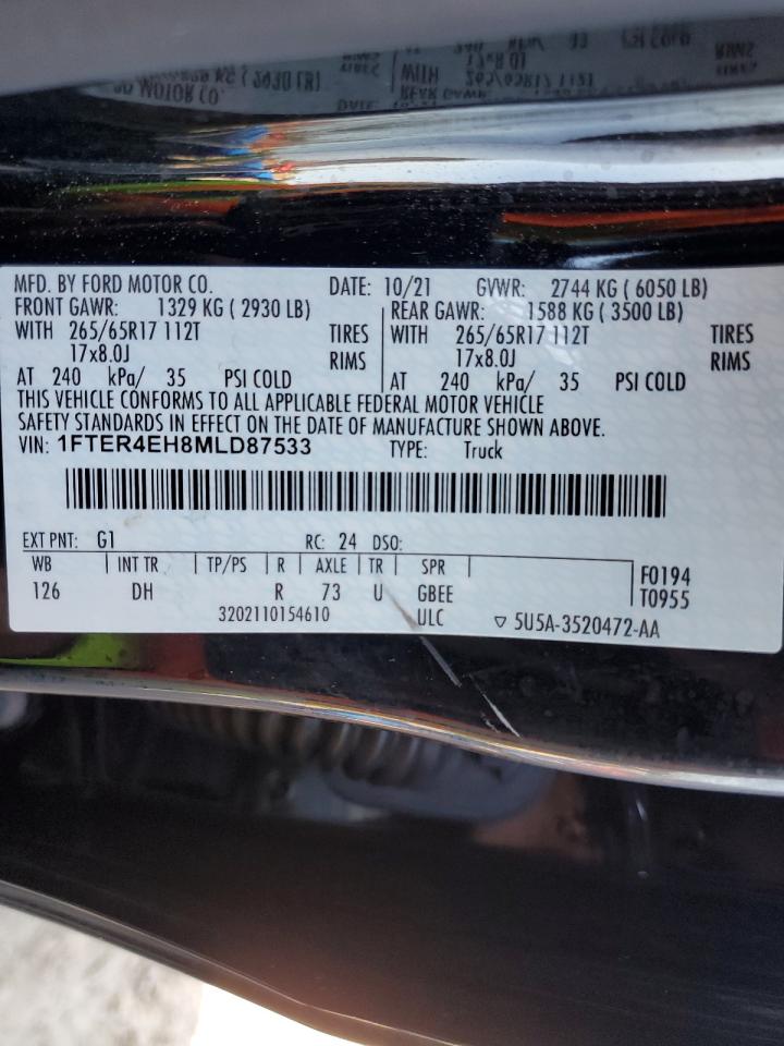 2021 Ford Ranger Xl VIN: 1FTER4EH8MLD87533 Lot: 91774315