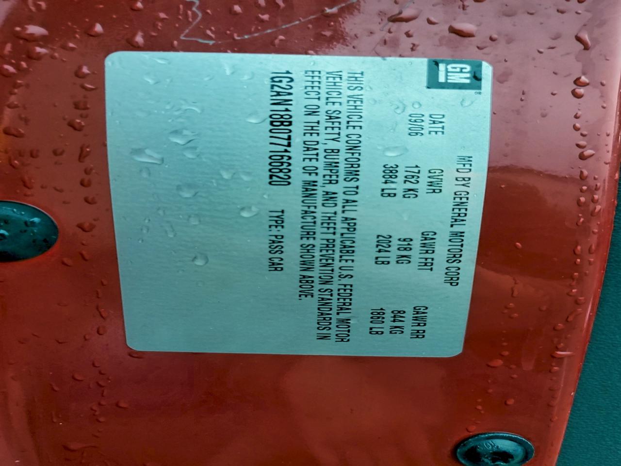 2007 Pontiac G5 Gt VIN: 1G2AN18B077166820 Lot: 93731805