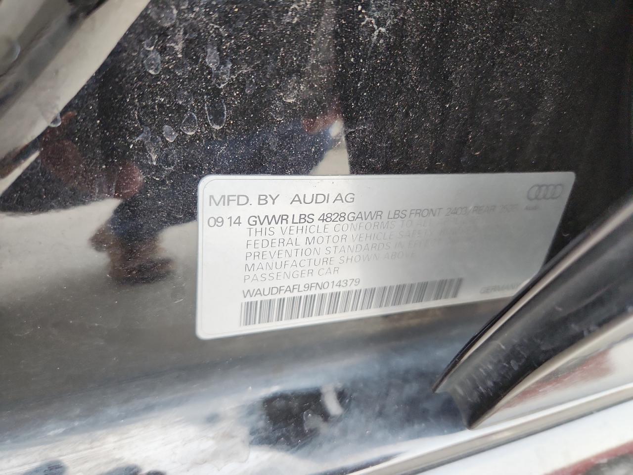 2015 Audi A4 Premium VIN: WAUDFAFL9FN014379 Lot: 93553065