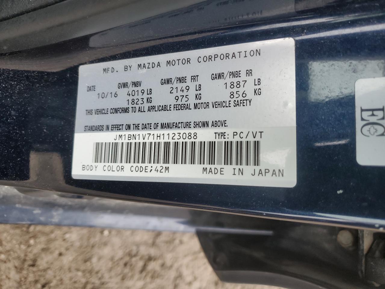 2017 Mazda 3 Touring VIN: JM1BN1V71H1123088 Lot: 92671775