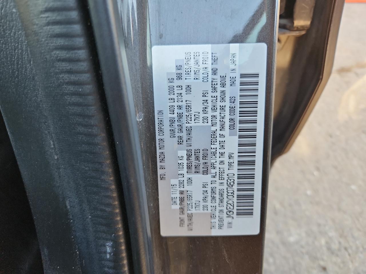 2016 Mazda Cx-5 Touring VIN: JM3KE2CY0G0745310 Lot: 90758165