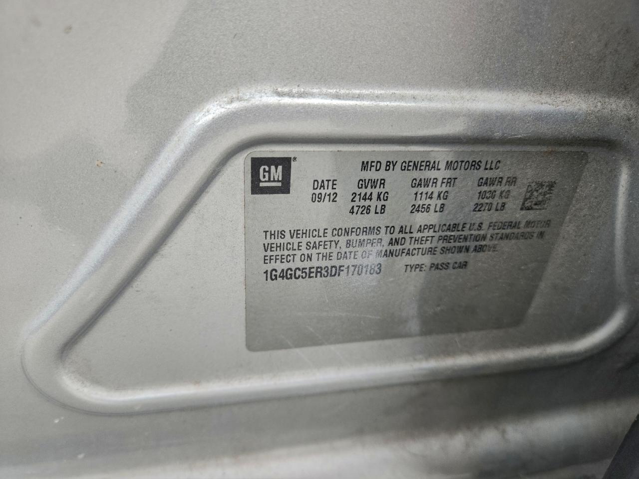 2013 Buick Lacrosse VIN: 1G4GC5ER3DF170183 Lot: 93229315