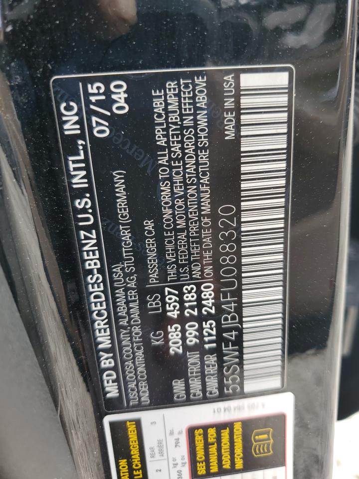 2015 Mercedes-Benz C 300 VIN: 55SWF4JB4FU088320 Lot: 92396535