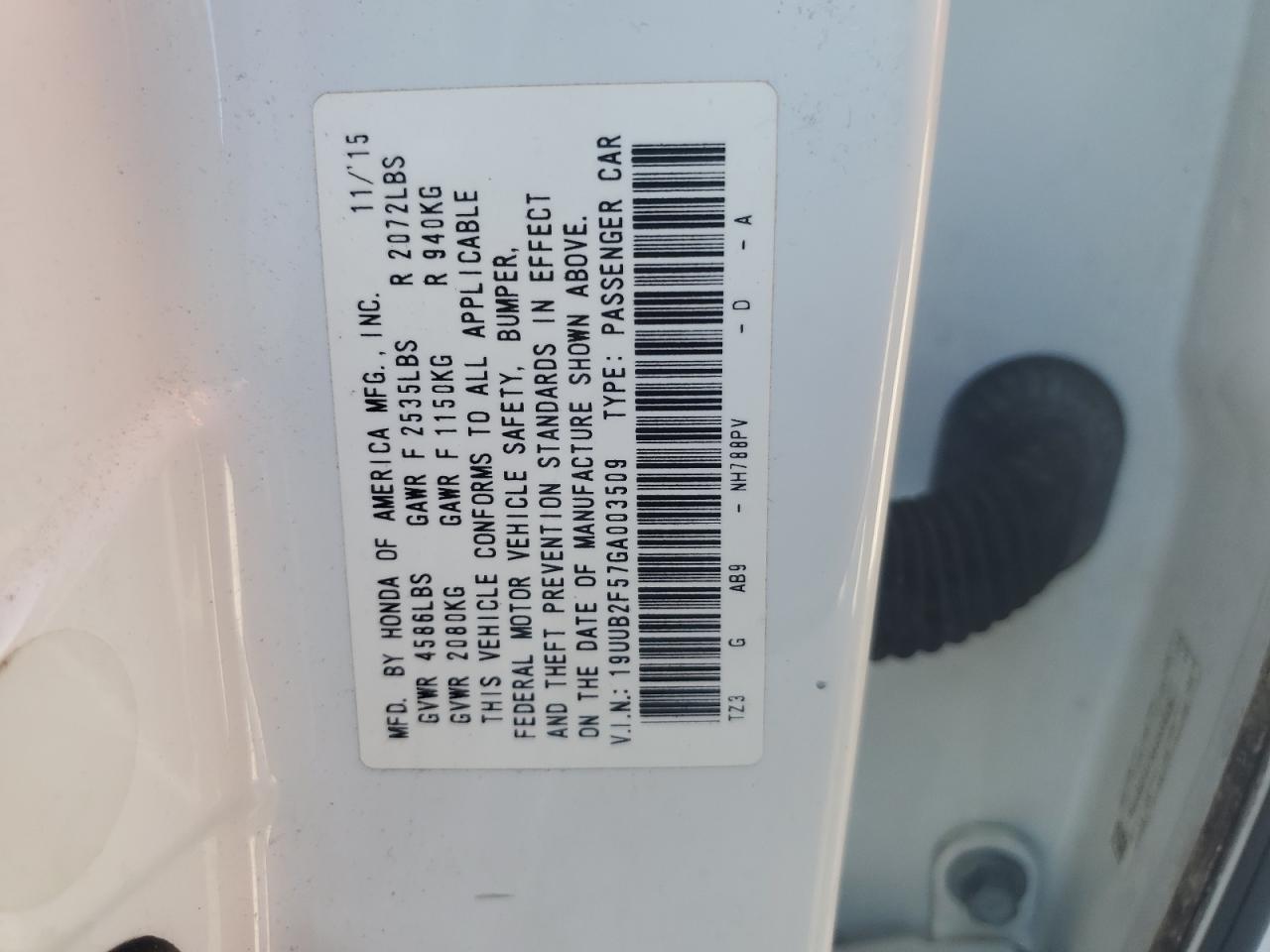 2016 Acura Tlx Tech VIN: 19UUB2F57GA003509 Lot: 92661785