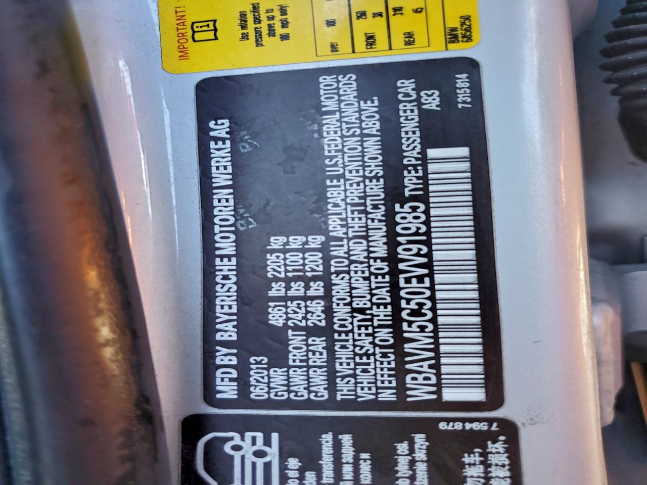 2014 BMW X1 xDrive35I VIN: WBAVM5C50EVV91985 Lot: 93374835