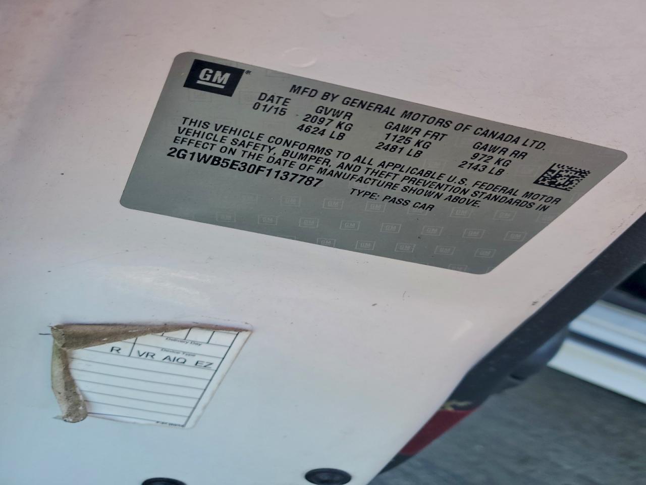 2015 Chevrolet Impala Limited Lt VIN: 2G1WB5E30F1137787 Lot: 94694965