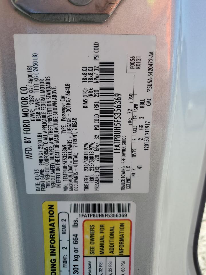 2015 Ford Mustang VIN: 1FATP8UH5F5356369 Lot: 92199905