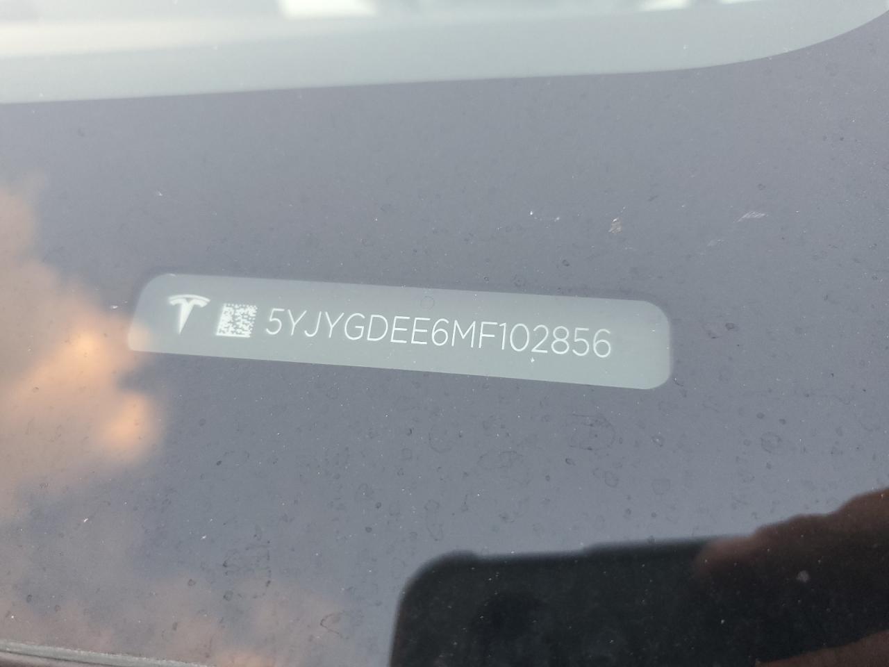 2021 Tesla Model Y VIN: 5YJYGDEE6MF102856 Lot: 92866555