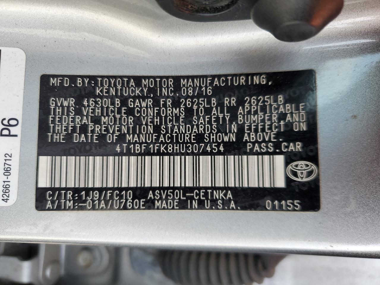 2017 Toyota Camry Le VIN: 4T1BF1FK8HU307454 Lot: 93701725