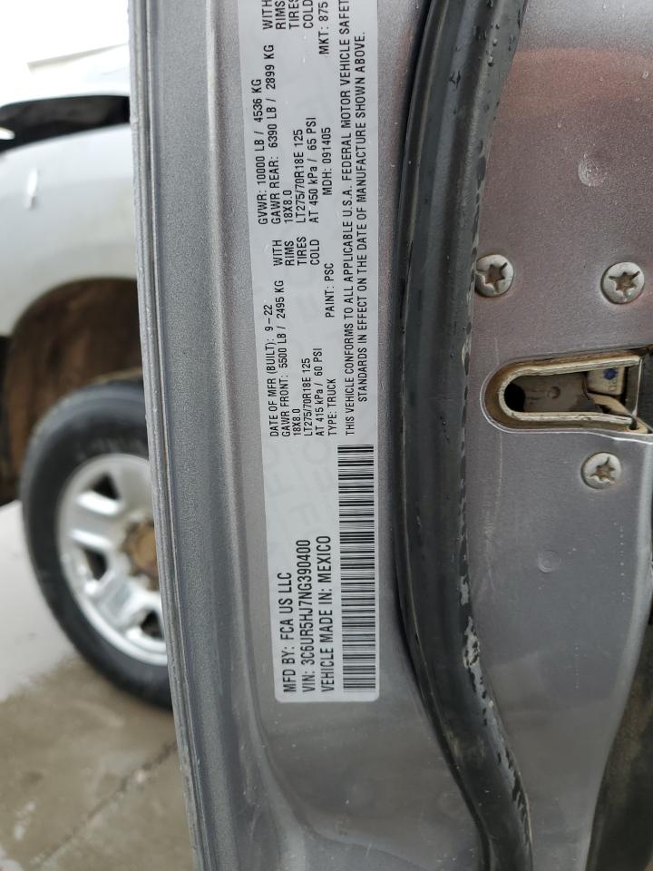 2022 Ram 2500 Tradesman VIN: 3C6UR5HJ7NG390400 Lot: 93305635