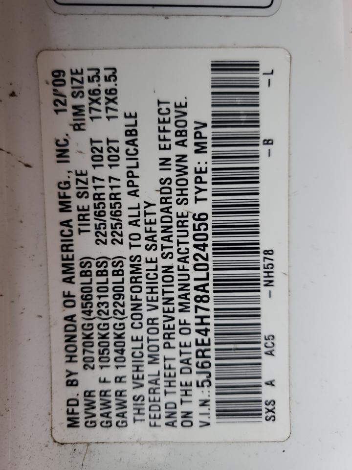 2010 Honda Cr-V Exl VIN: 5J6RE4H78AL024056 Lot: 93477565