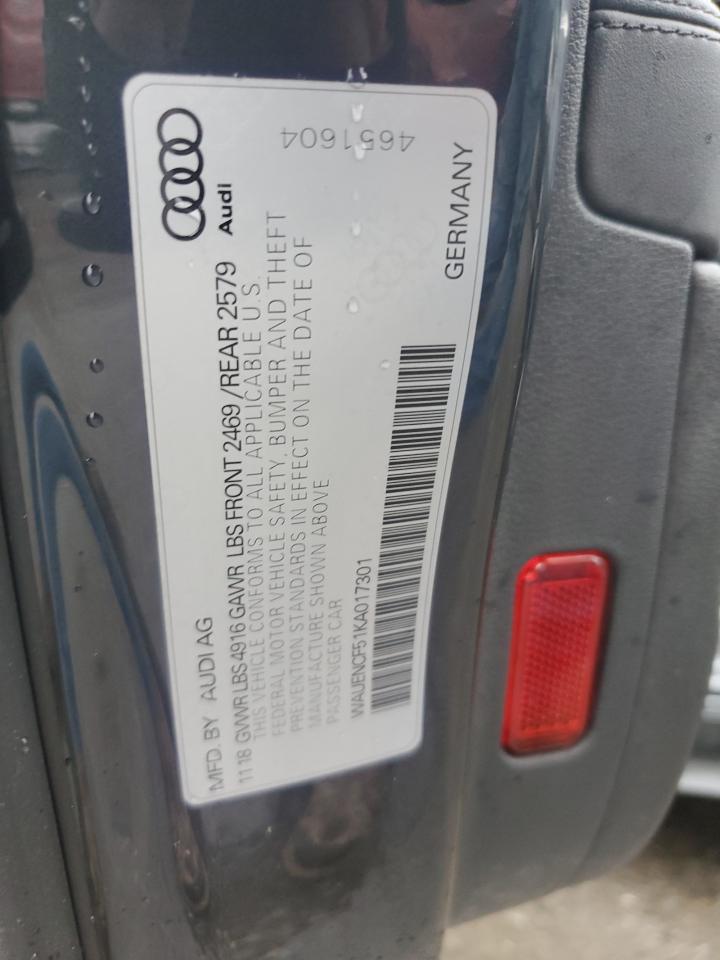 2019 Audi A5 Premium Plus S-Line VIN: WAUENCF51KA017301 Lot: 93880645