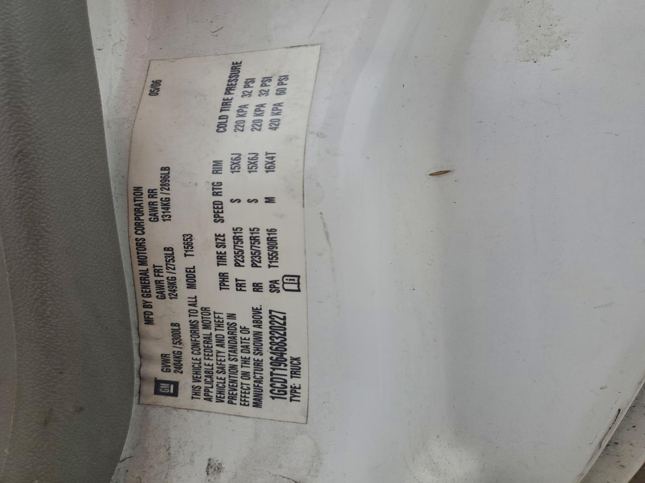 2006 Chevrolet Colorado VIN: 1GCDT196468320227 Lot: 93684725