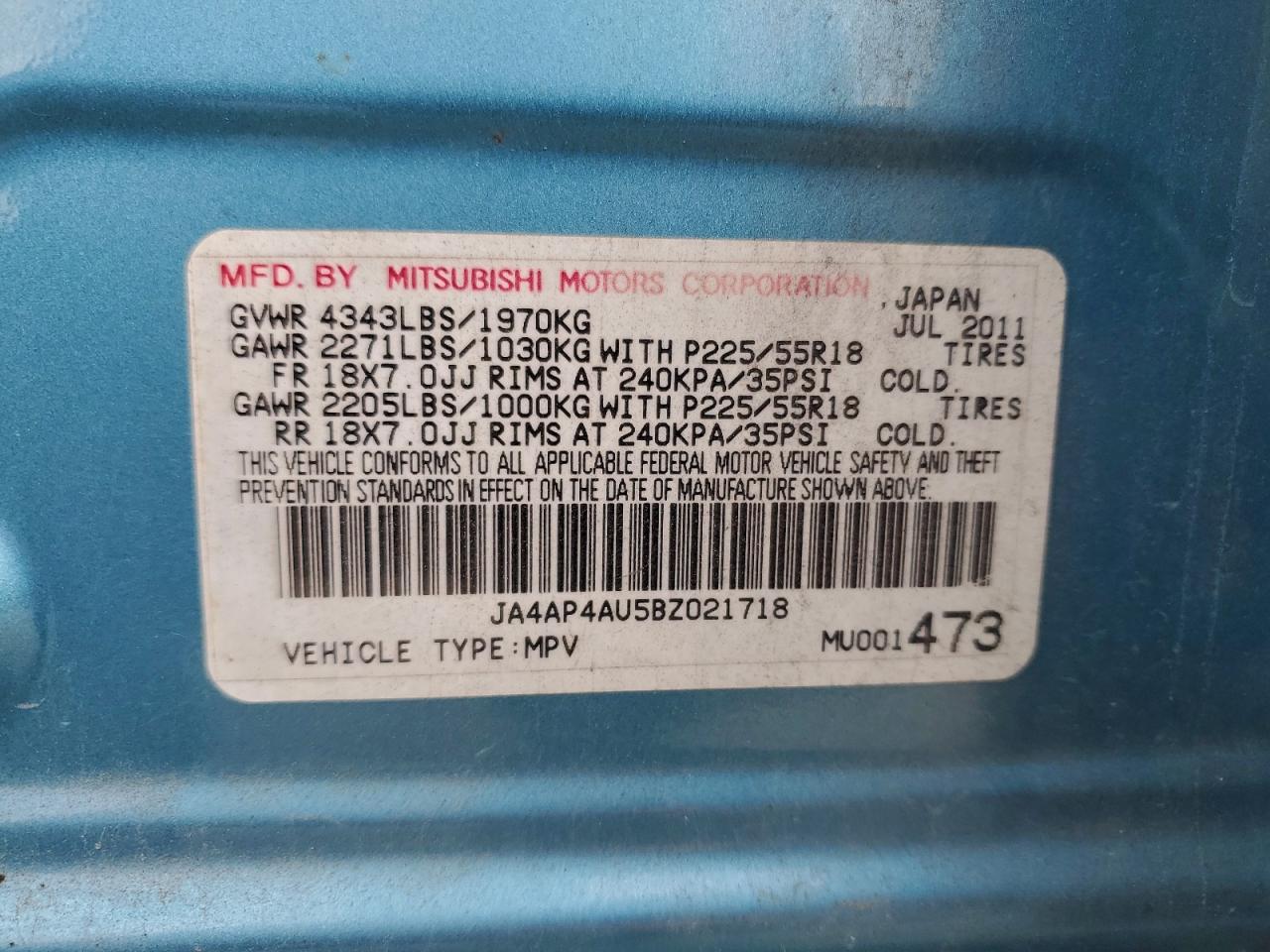 2011 Mitsubishi Outlander Sport Se VIN: JA4AP4AU5BZ021718 Lot: 94314745