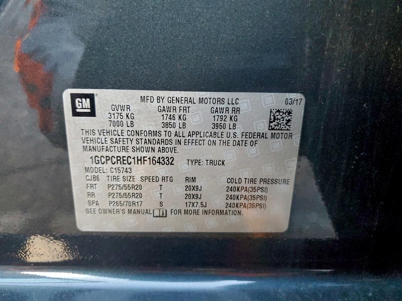 2017 Chevrolet Silverado C1500 Lt VIN: 1GCPCREC1HF164332 Lot: 94940895