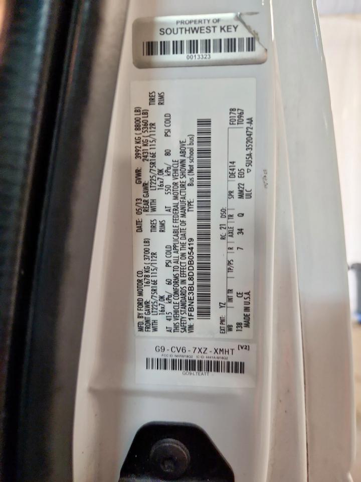 2013 Ford Econoline E350 Super Duty Wagon VIN: 1FBNE3BL8DDB05419 Lot: 92705535