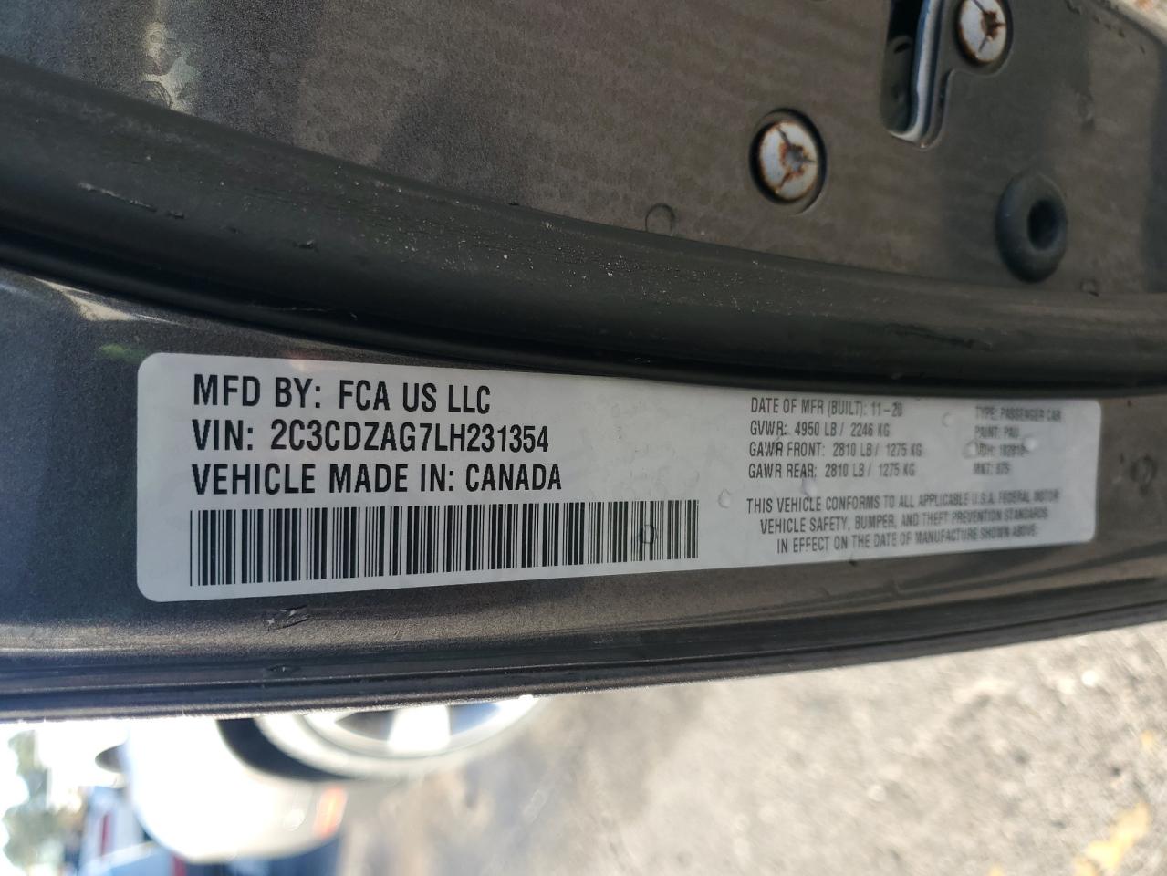 2020 Dodge Challenger Sxt VIN: 2C3CDZAG7LH231354 Lot: 92480465