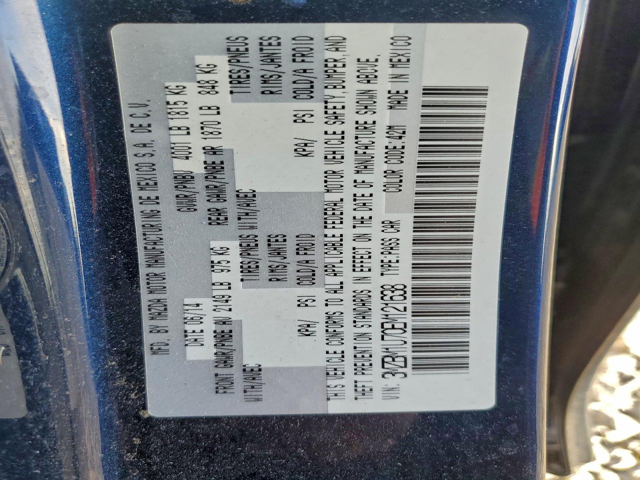 2014 Mazda 3 Sport VIN: 3MZBM1U70EM121638 Lot: 94683575