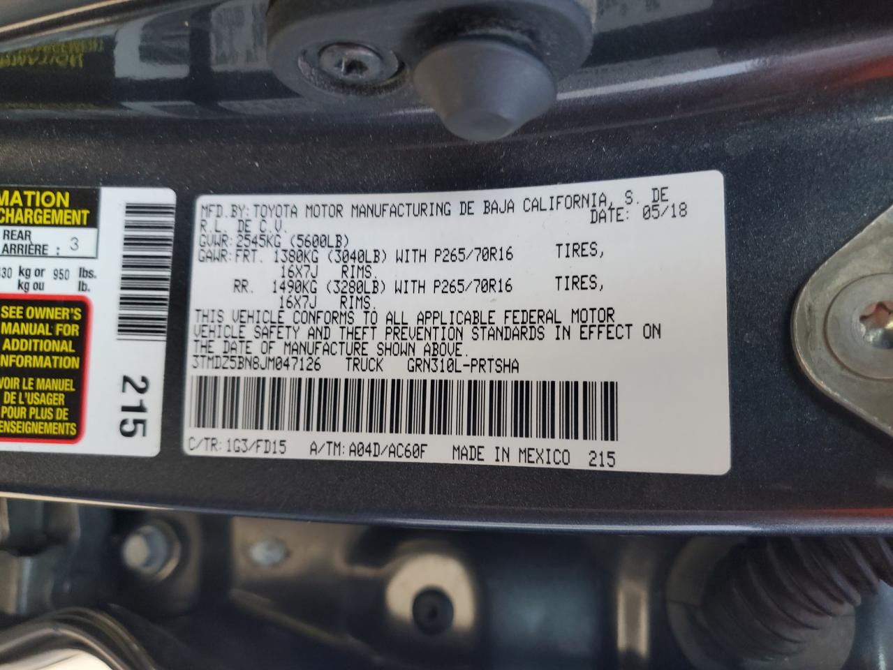 2018 Toyota Tacoma Double Cab VIN: 3TMDZ5BN8JM047126 Lot: 90952185