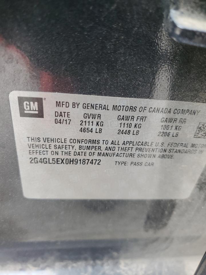 2017 Buick Regal Sport Touring VIN: 2G4GL5EX0H9187472 Lot: 91707005