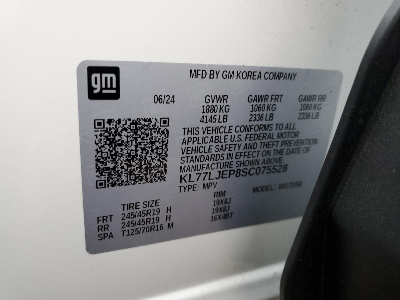 2025 Chevrolet Trax 2Rs VIN: KL77LJEP8SC075528 Lot: 92471765