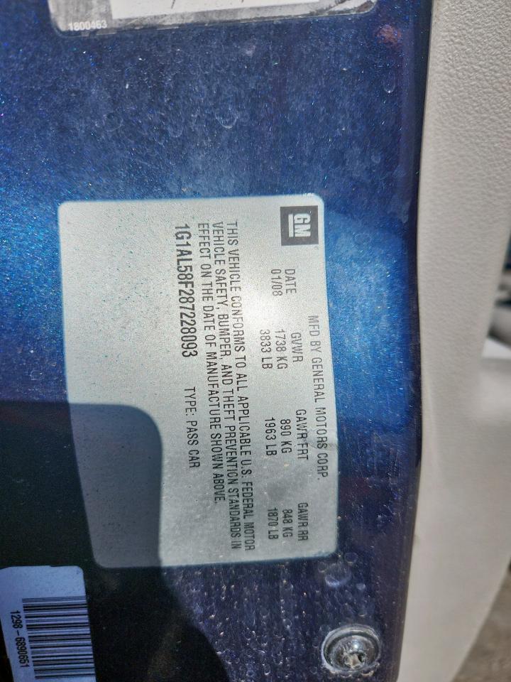 2008 Chevrolet Cobalt Lt VIN: 1G1AL58F287228093 Lot: 90752735