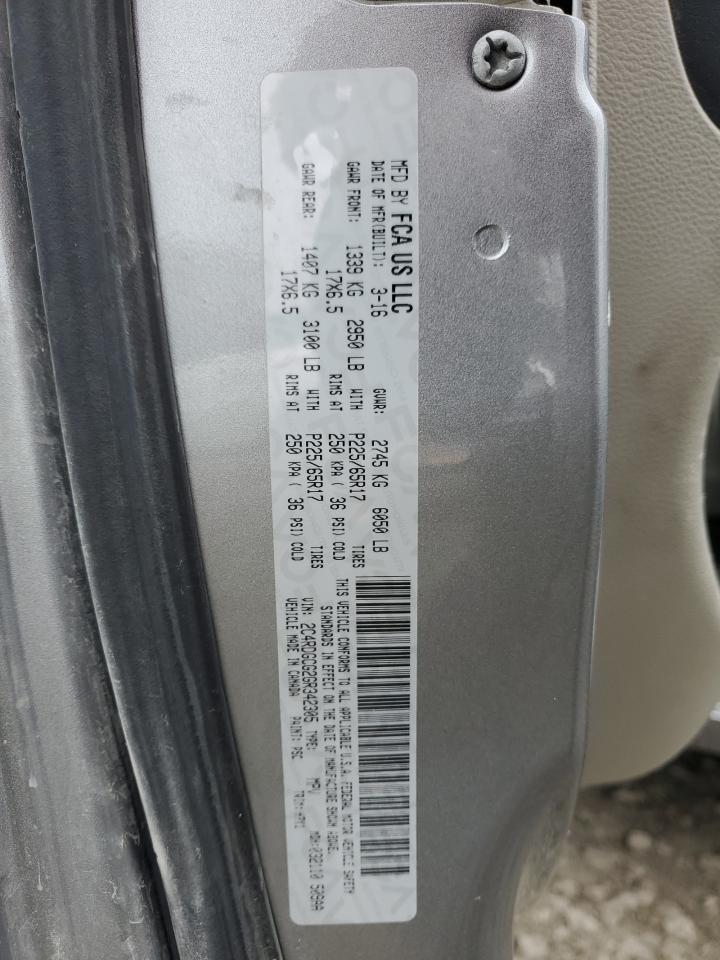 2016 Dodge Grand Caravan Sxt VIN: 2C4RDGCG2GR342305 Lot: 93700285