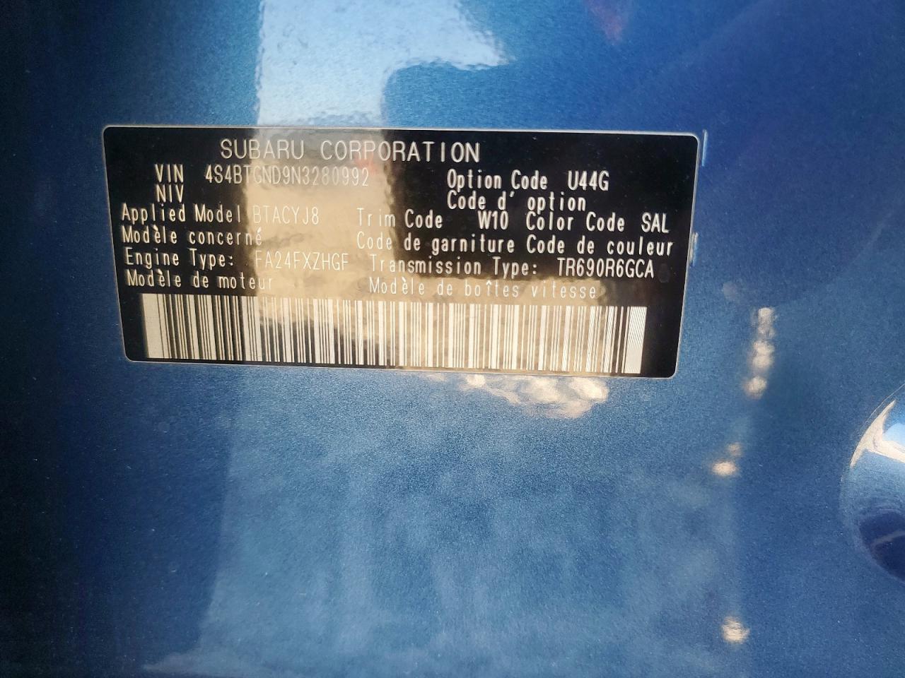 2022 Subaru Outback Limited Xt VIN: 4S4BTGND9N3280992 Lot: 92429635