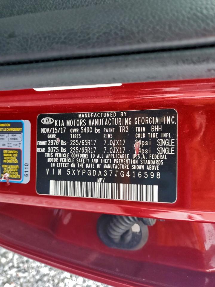 2018 Kia Sorento Lx VIN: 5XYPGDA37JG416598 Lot: 93930545