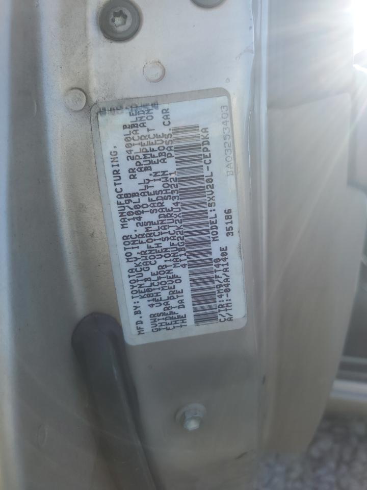 1999 Toyota Camry Ce VIN: 4T1BG22K2XU433221 Lot: 92363085