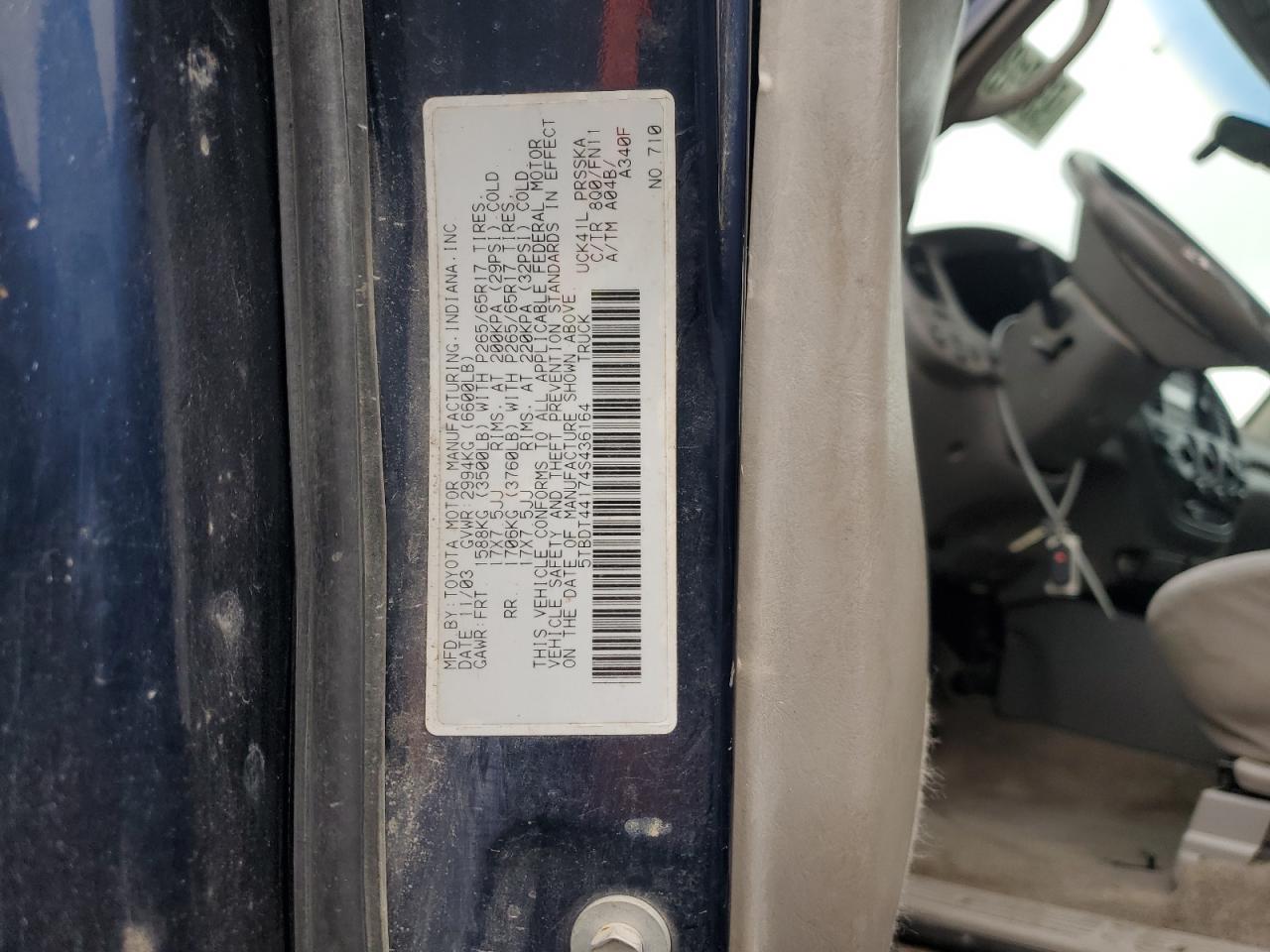 2004 Toyota Tundra Double Cab Sr5 VIN: 5TBDT44174S436164 Lot: 93721375