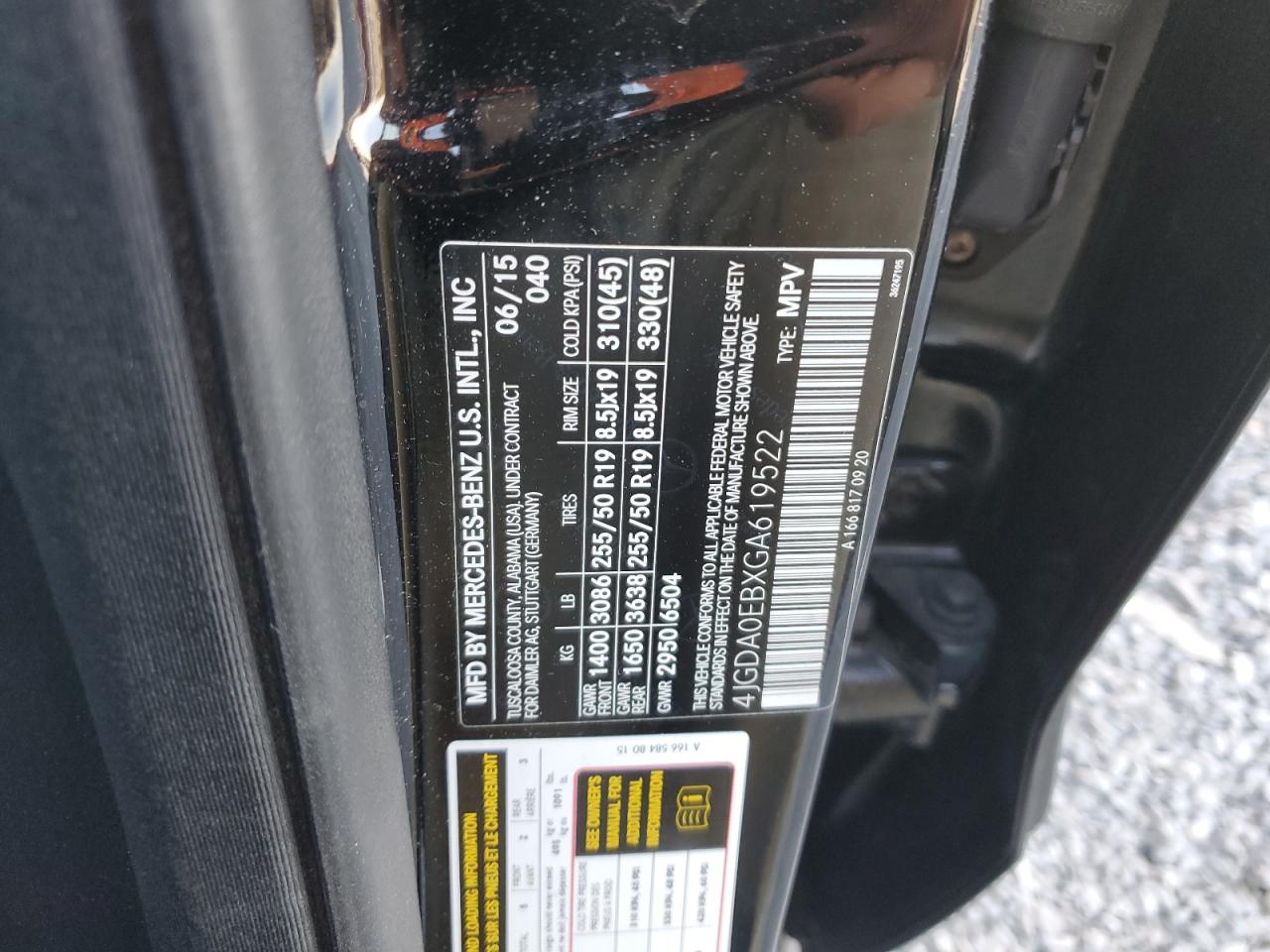 2016 Mercedes-Benz Gle 300D 4Matic VIN: 4JGDA0EBXGA619522 Lot: 92393035