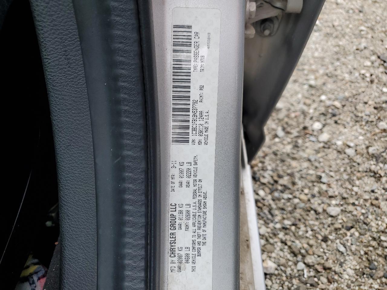 2011 Chrysler 200 Touring VIN: 1C3BC1FB1BN537792 Lot: 85403805