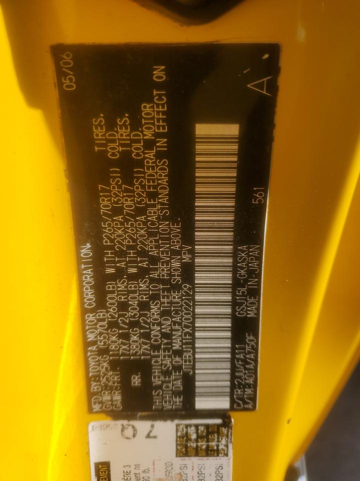 2007 Toyota Fj Cruiser VIN: JTEBU11FX70022129 Lot: 90881215