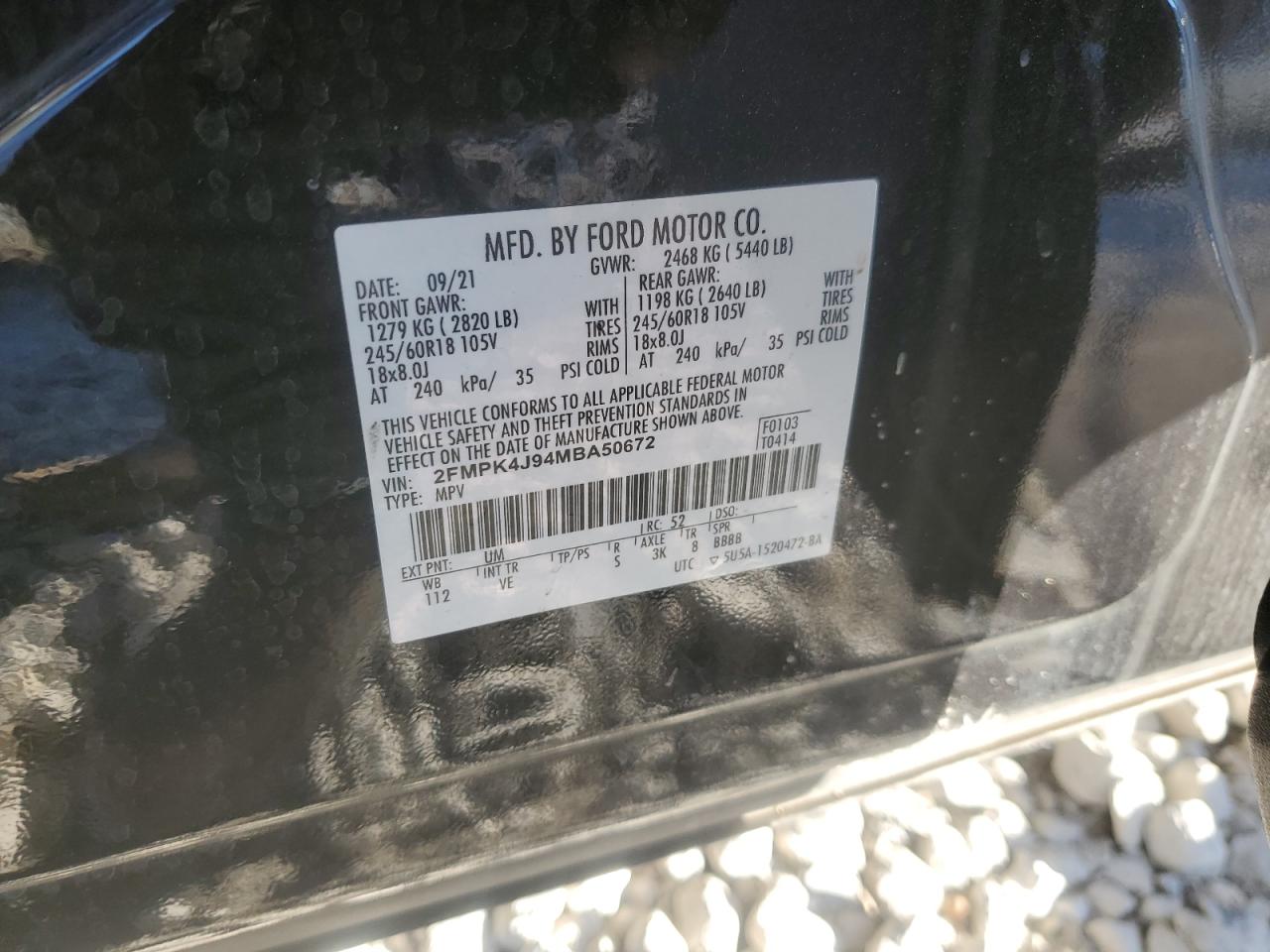 2021 Ford Edge Sel VIN: 2FMPK4J94MBA50672 Lot: 92899265