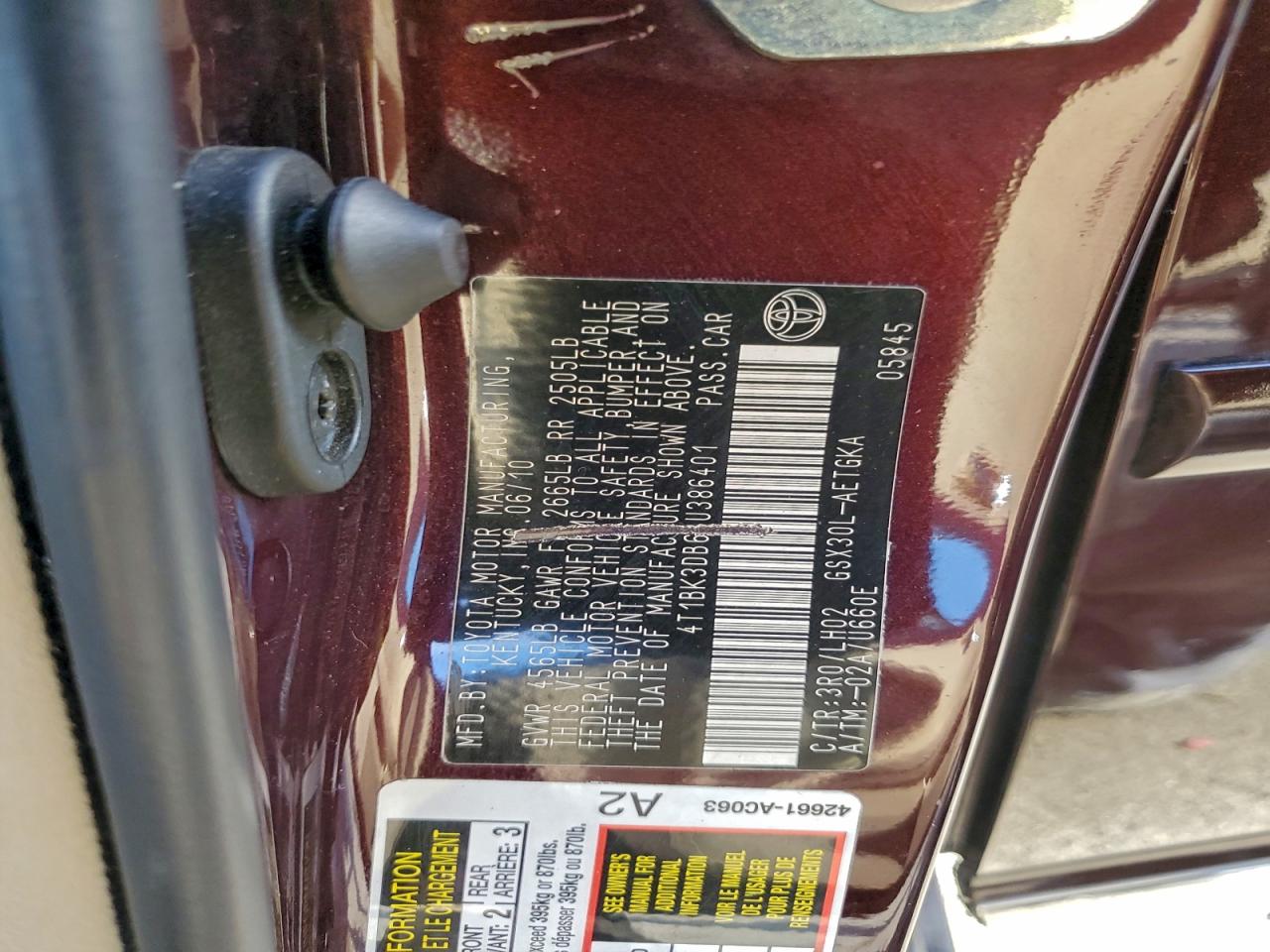 2011 Toyota Avalon Base VIN: 4T1BK3DB6BU386401 Lot: 94401815