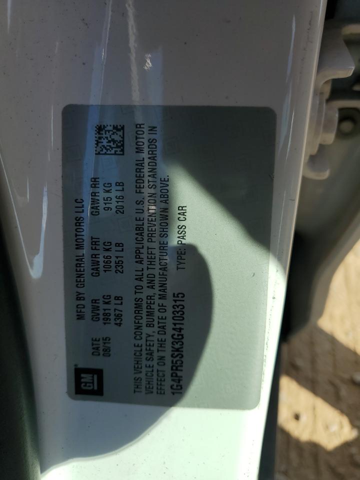 2016 Buick Verano Convenience VIN: 1G4PR5SK3G4103315 Lot: 93717615