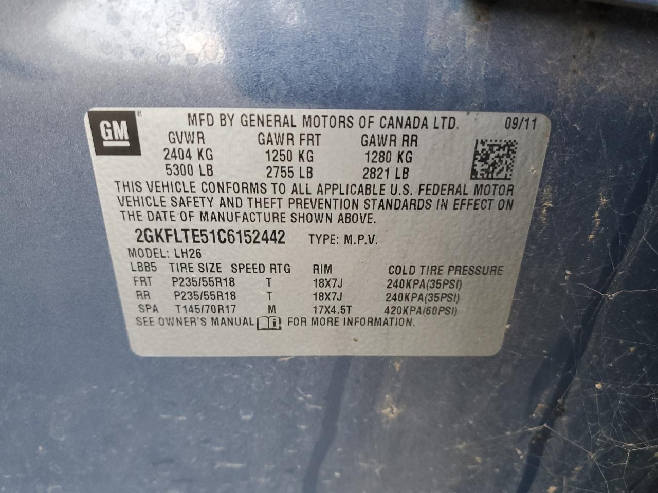 2012 GMC Terrain Sle VIN: 2GKFLTE51C6152442 Lot: 92757505